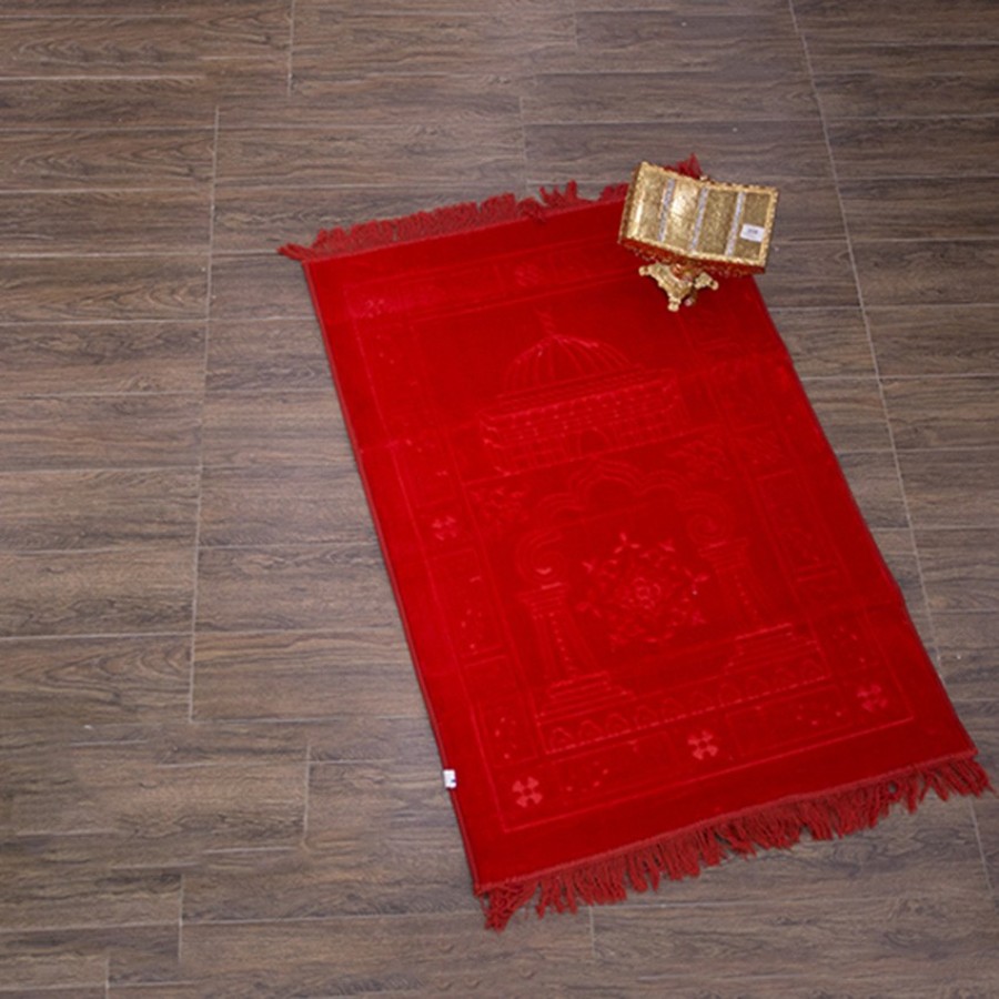 Red Val-vet Foam Quilted Jai namaz / Prayer Rug / Prayer Mat FPM-10-02